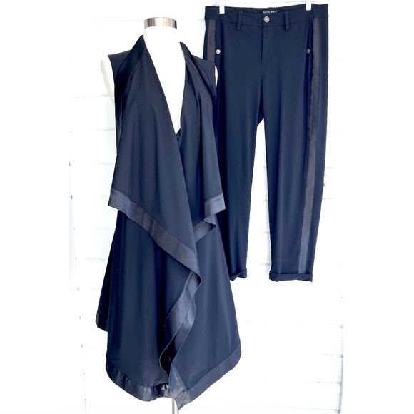 MC PLANET Tuxedo Inspired Asymmetrical Draped Tunic Vest(8) & Slim Pants(10) Set - Picture 1 of 16